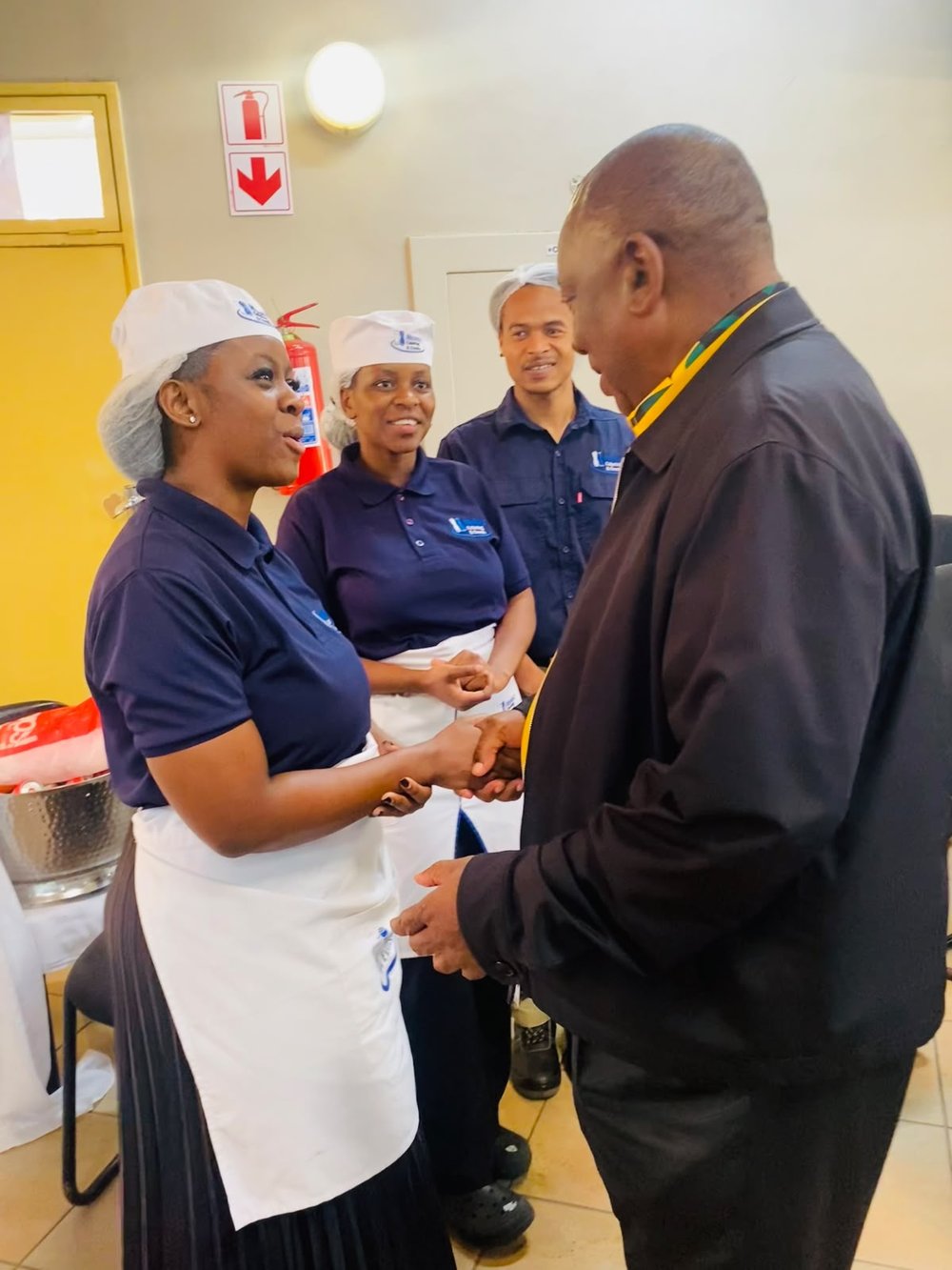 Ntokazi Catering team greeting the President of South Africa