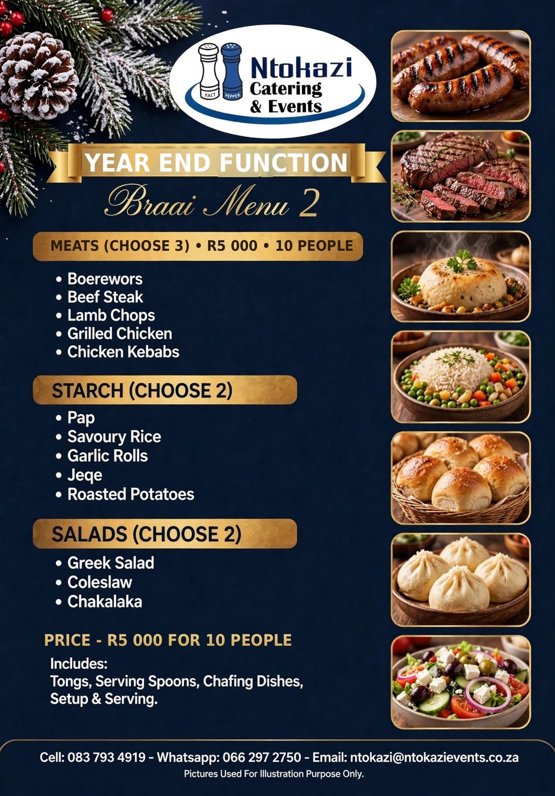 Ntokazi year end function braai menu 2 at R5 000 for 10 people